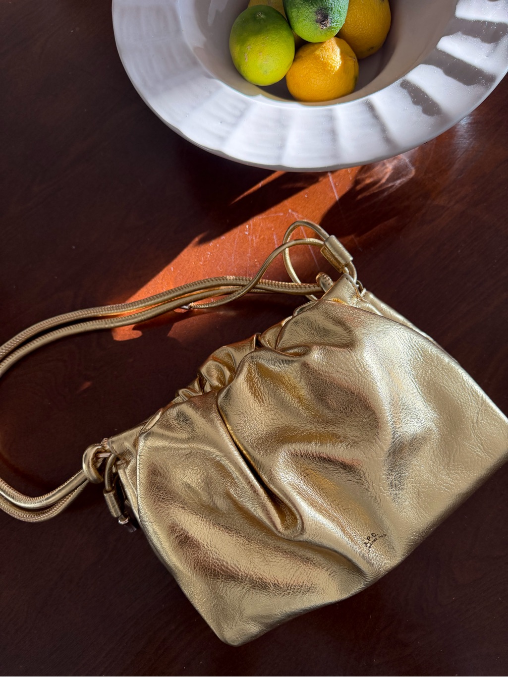 A.P.C Gold Metallic Crossbody Sling Bag